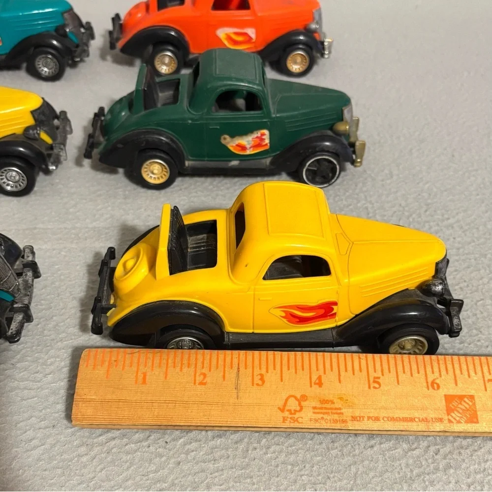 Lot of 6 Vtg. Strombecker 1936 Ford Coupe Plastic Toy Cars made in USA